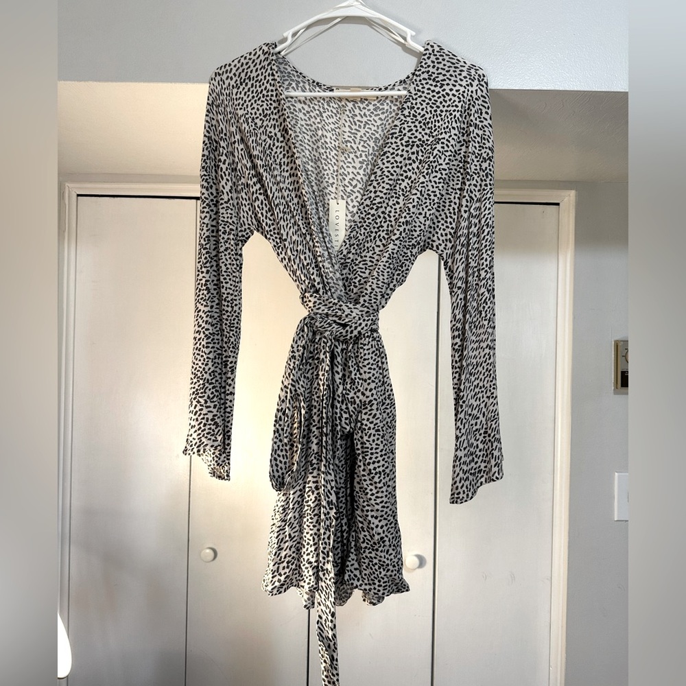 Cheetah romper with waist tie, women’s